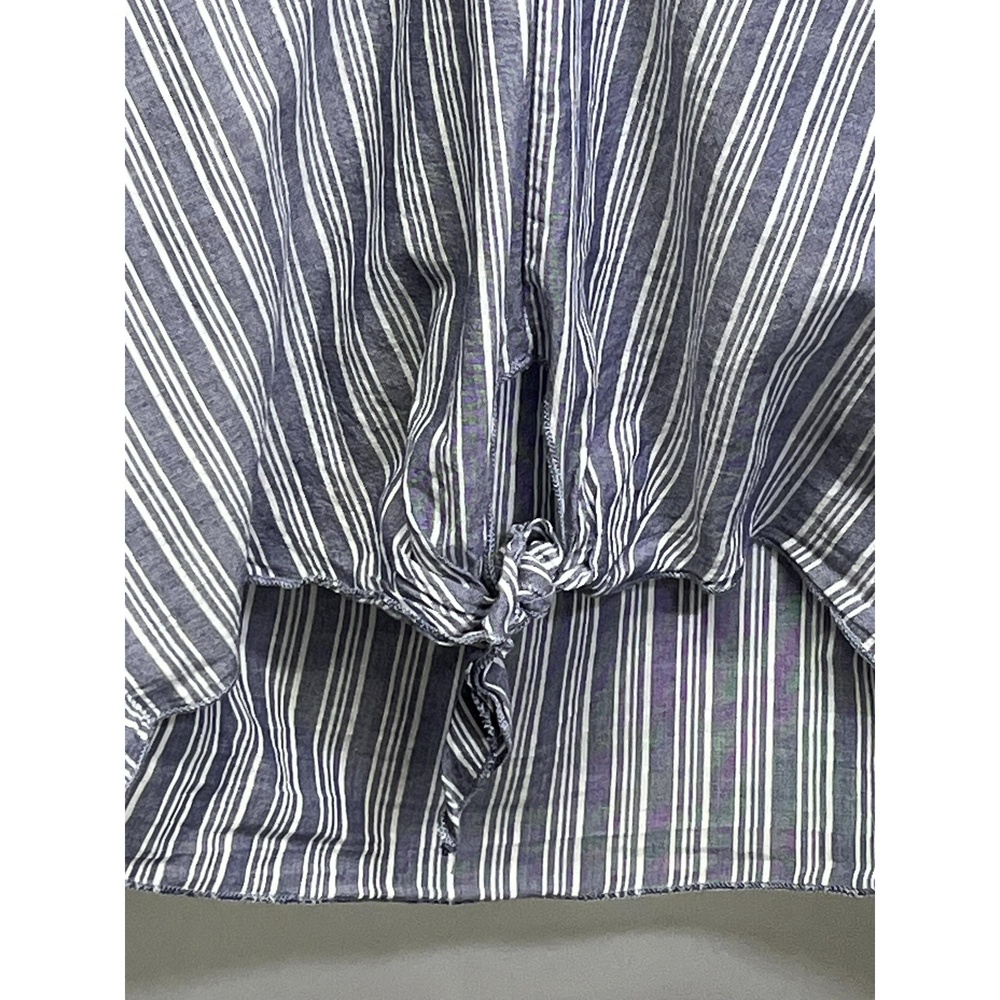 Lavender Field Boho Blue White Womens Tie Front Blouse Bell Sleeve Medium - Picture 3 of 10